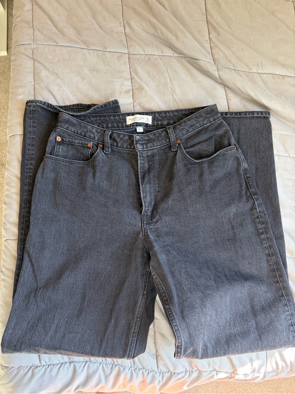 Abercrombie & Fitch Charcoal High-Rise Relaxed Jeans